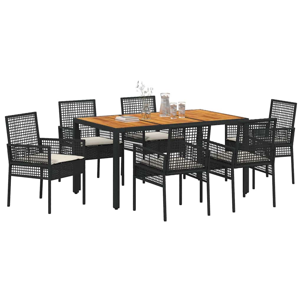 Garden Dining Set 7 pcs Black Poly rattan