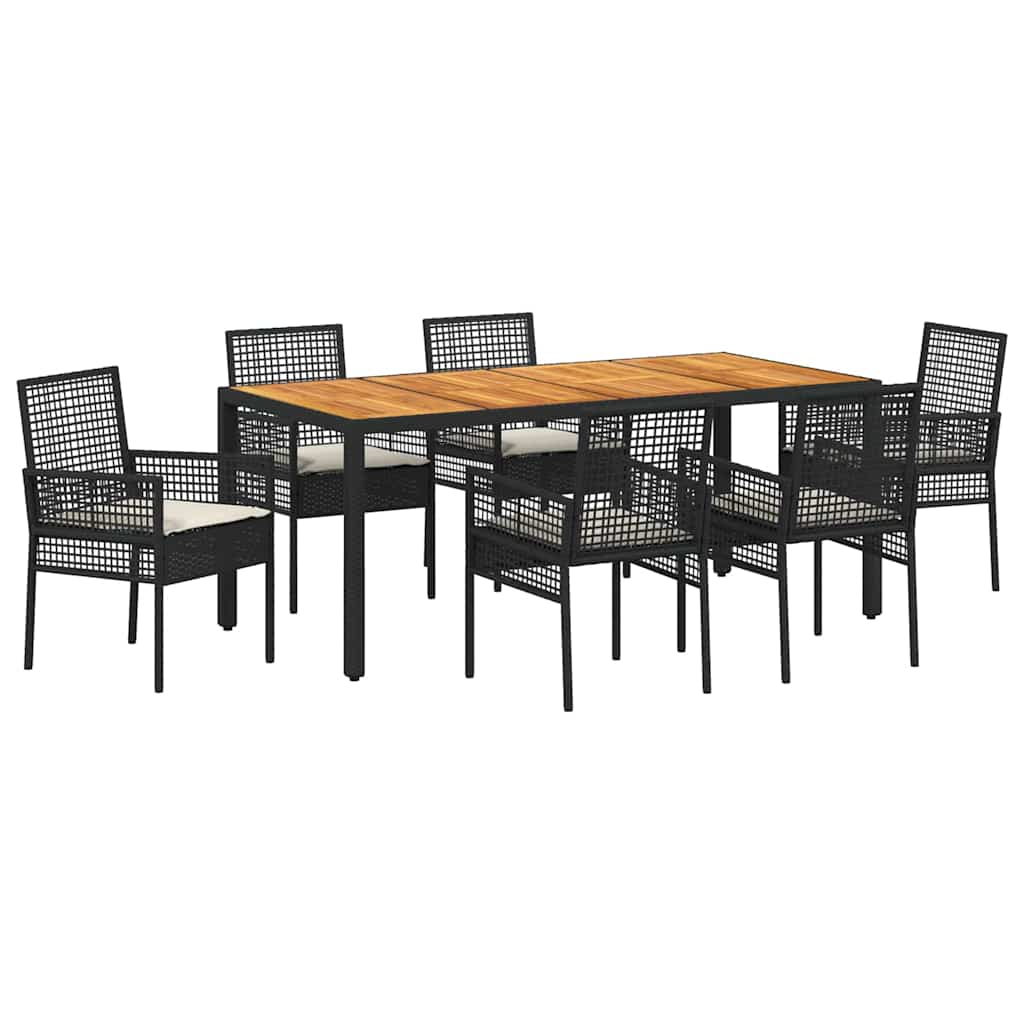 Garden Dining Set 7 pcs Black Poly rattan