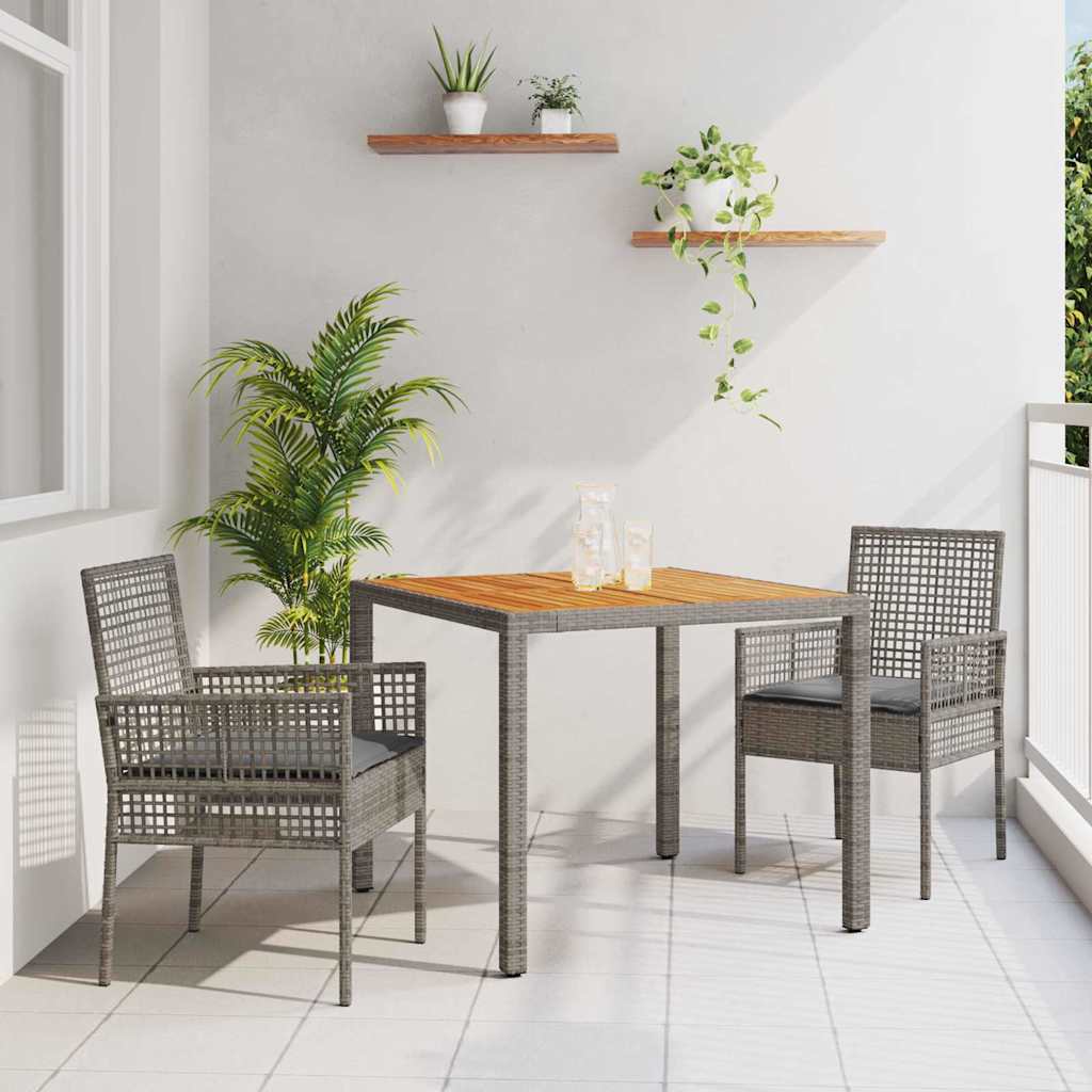 Garden Dining Set 3 pcs Grey Poly rattan