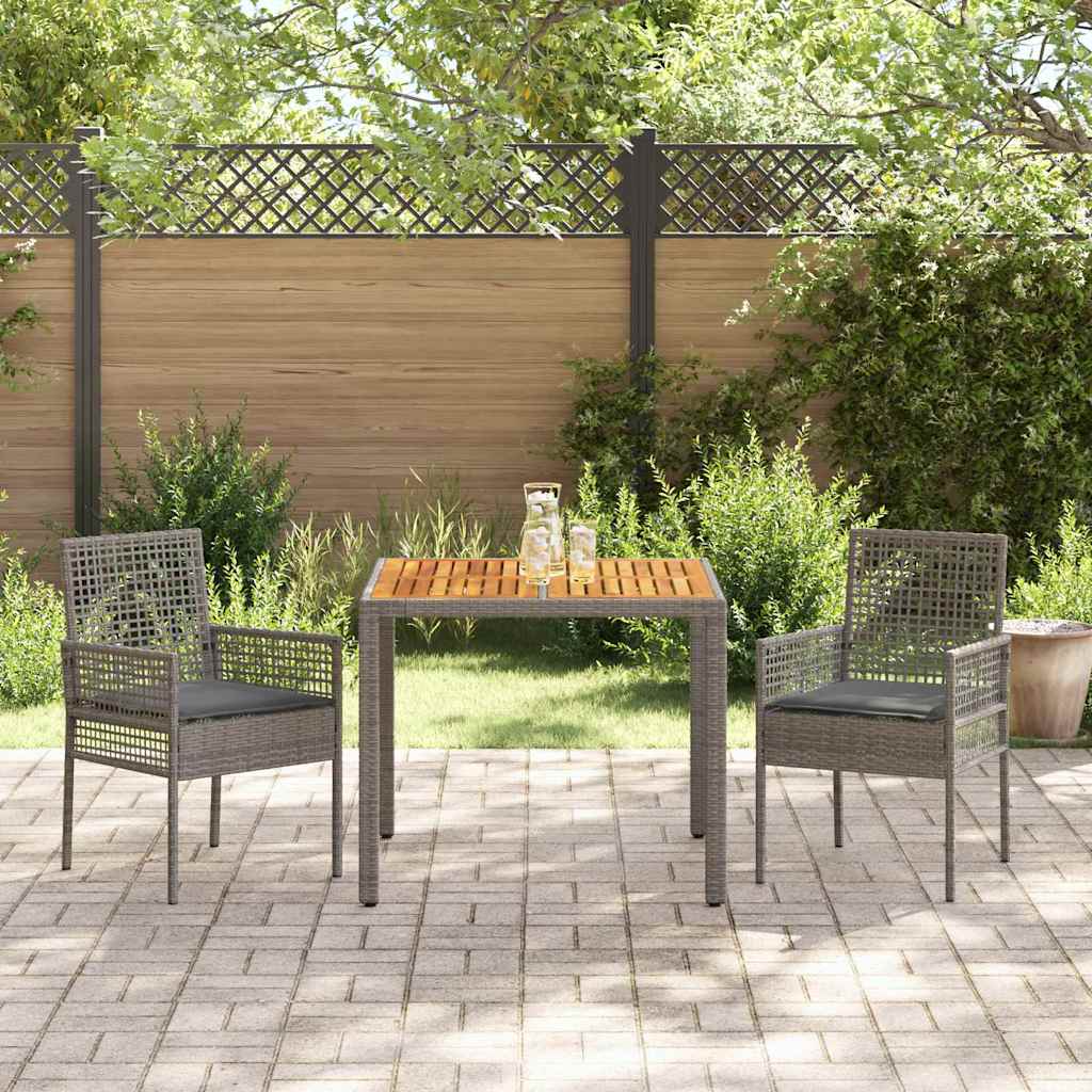 Garden Dining Set 3 pcs Grey Poly rattan