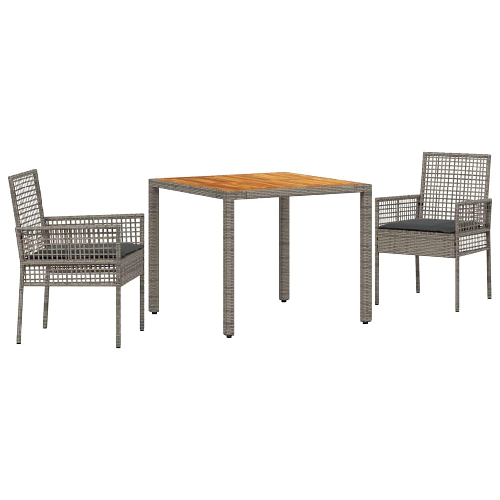 Garden Dining Set 3 pcs Grey Poly rattan