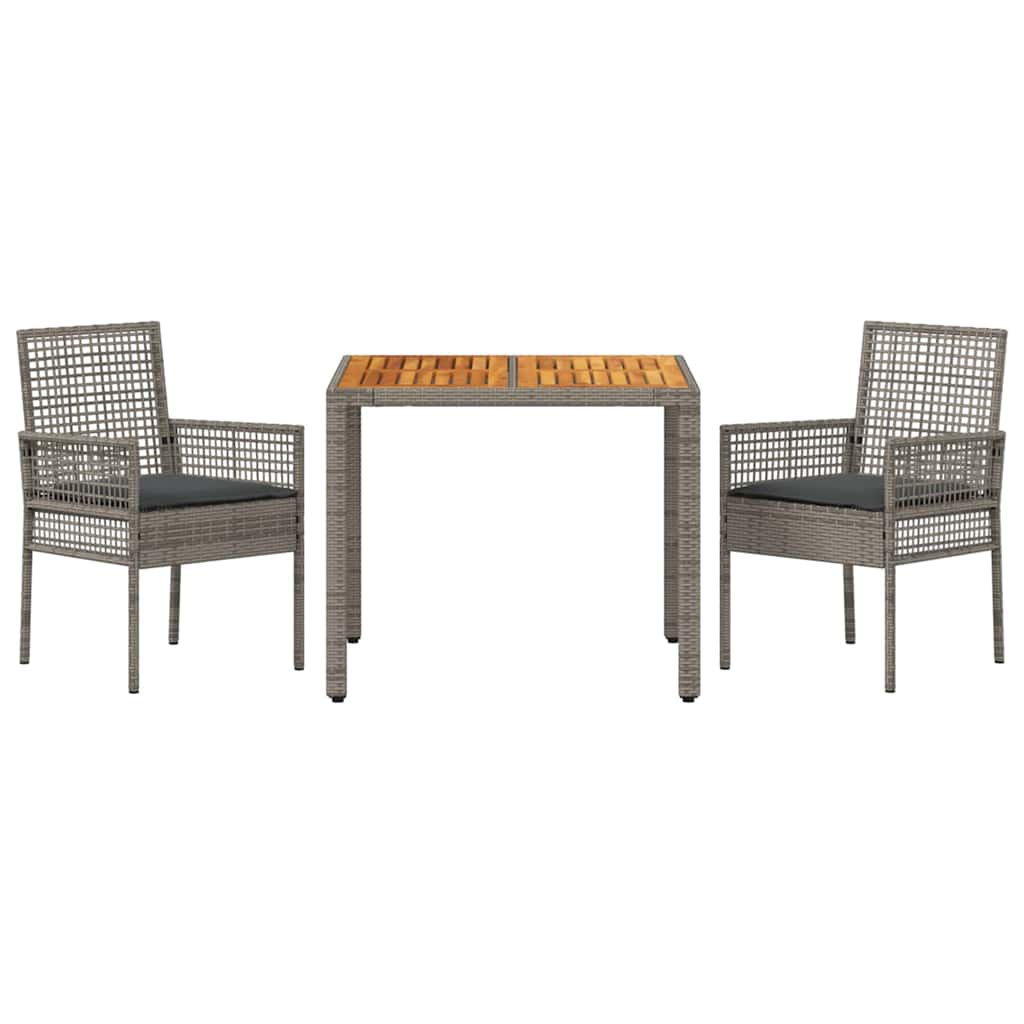 Garden Dining Set 3 pcs Grey Poly rattan