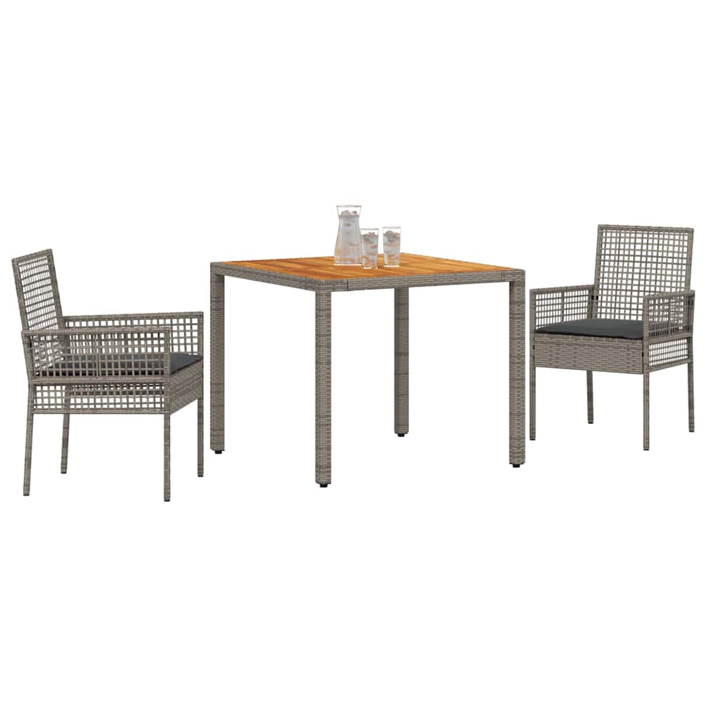 Garden Dining Set 3 pcs Grey Poly rattan