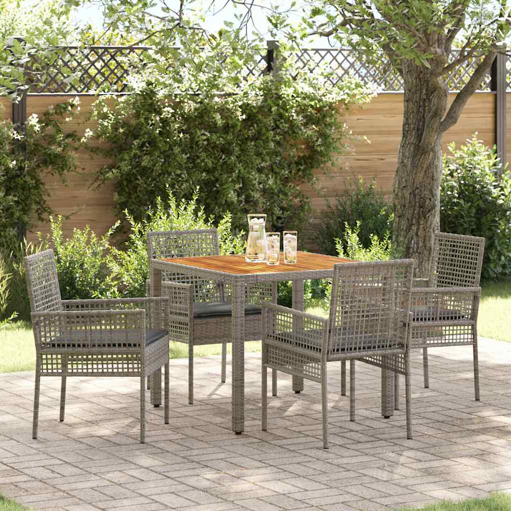 Garden Dining Set 5 pcs Grey Poly rattan