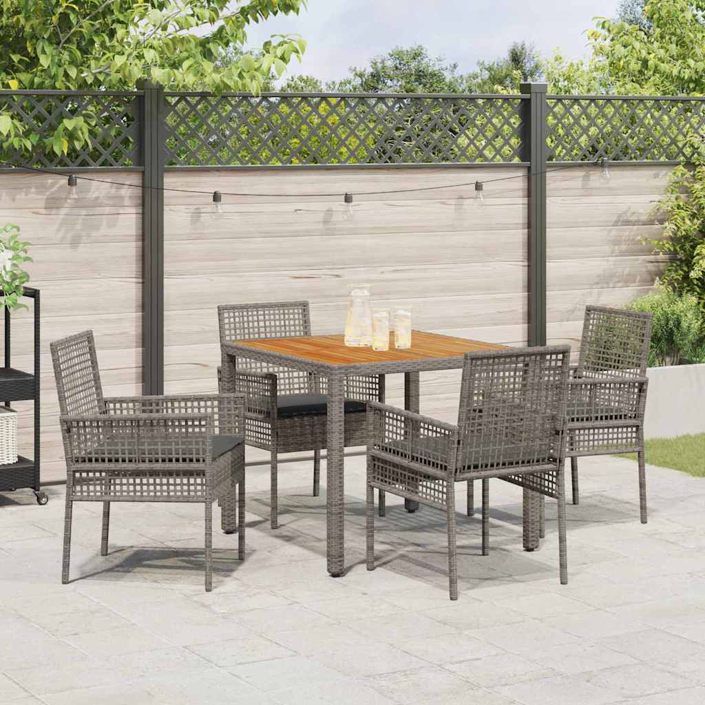 Garden Dining Set 5 pcs Grey Poly rattan