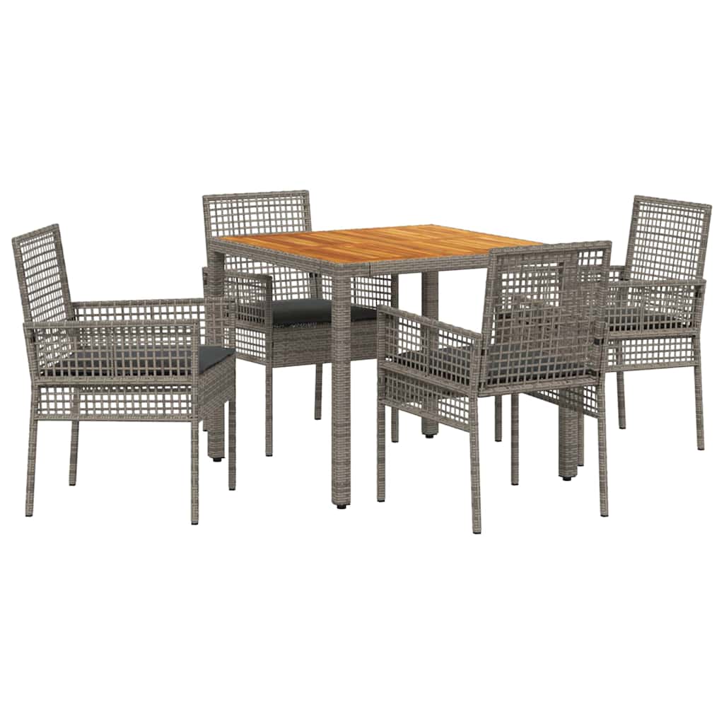Garden Dining Set 5 pcs Grey Poly rattan