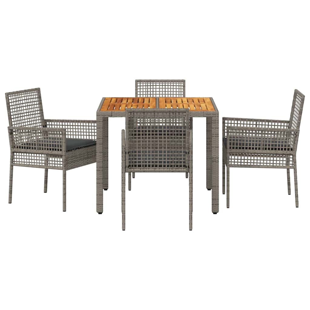 Garden Dining Set 5 pcs Grey Poly rattan