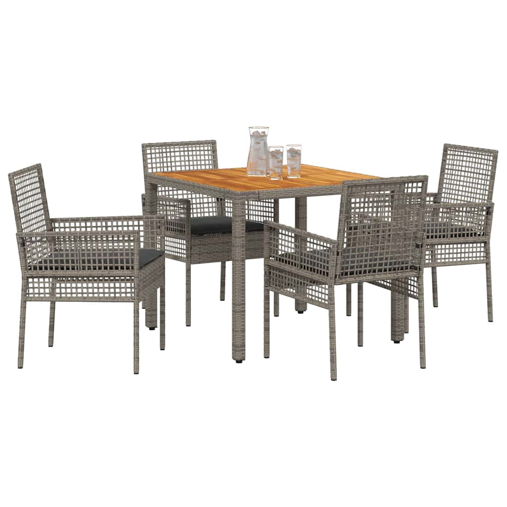 Garden Dining Set 5 pcs Grey Poly rattan