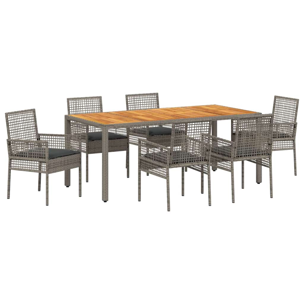 Garden Dining Set 7 pcs Grey Poly rattan