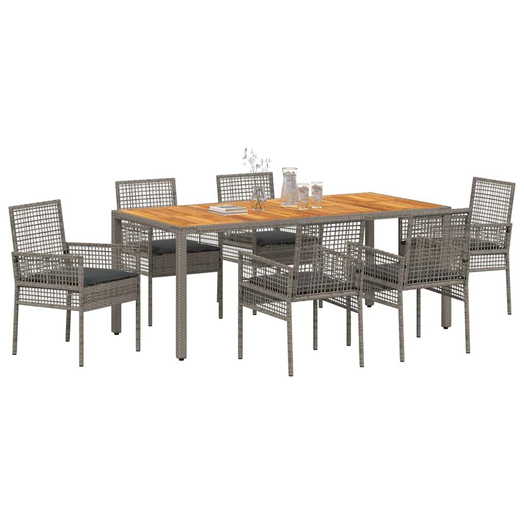 Garden Dining Set 7 pcs Grey Poly rattan