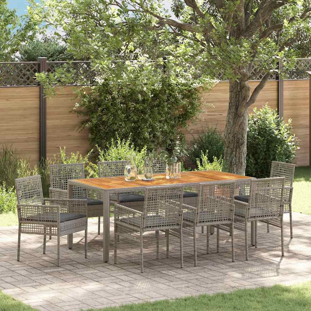 Garden Dining Set 9 pcs Grey Poly rattan
