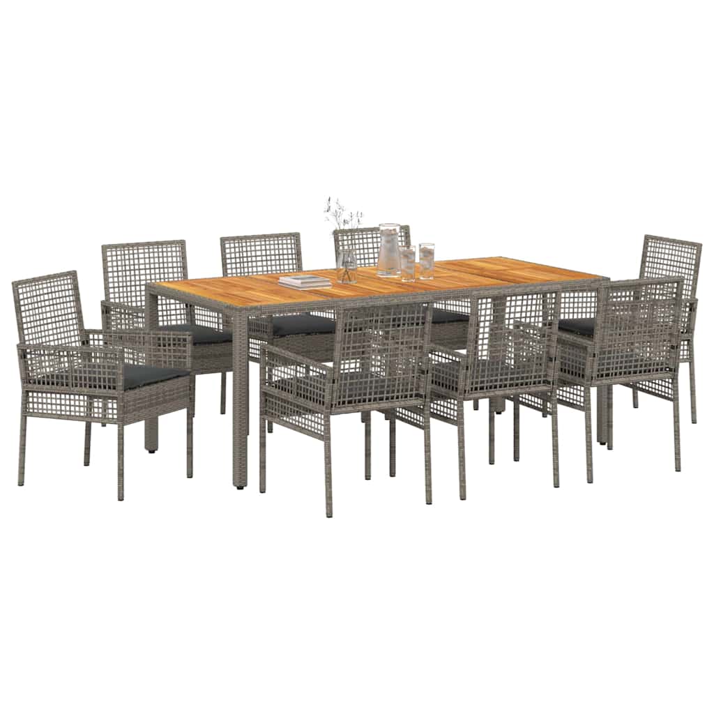 Garden Dining Set 9 pcs Grey Poly rattan