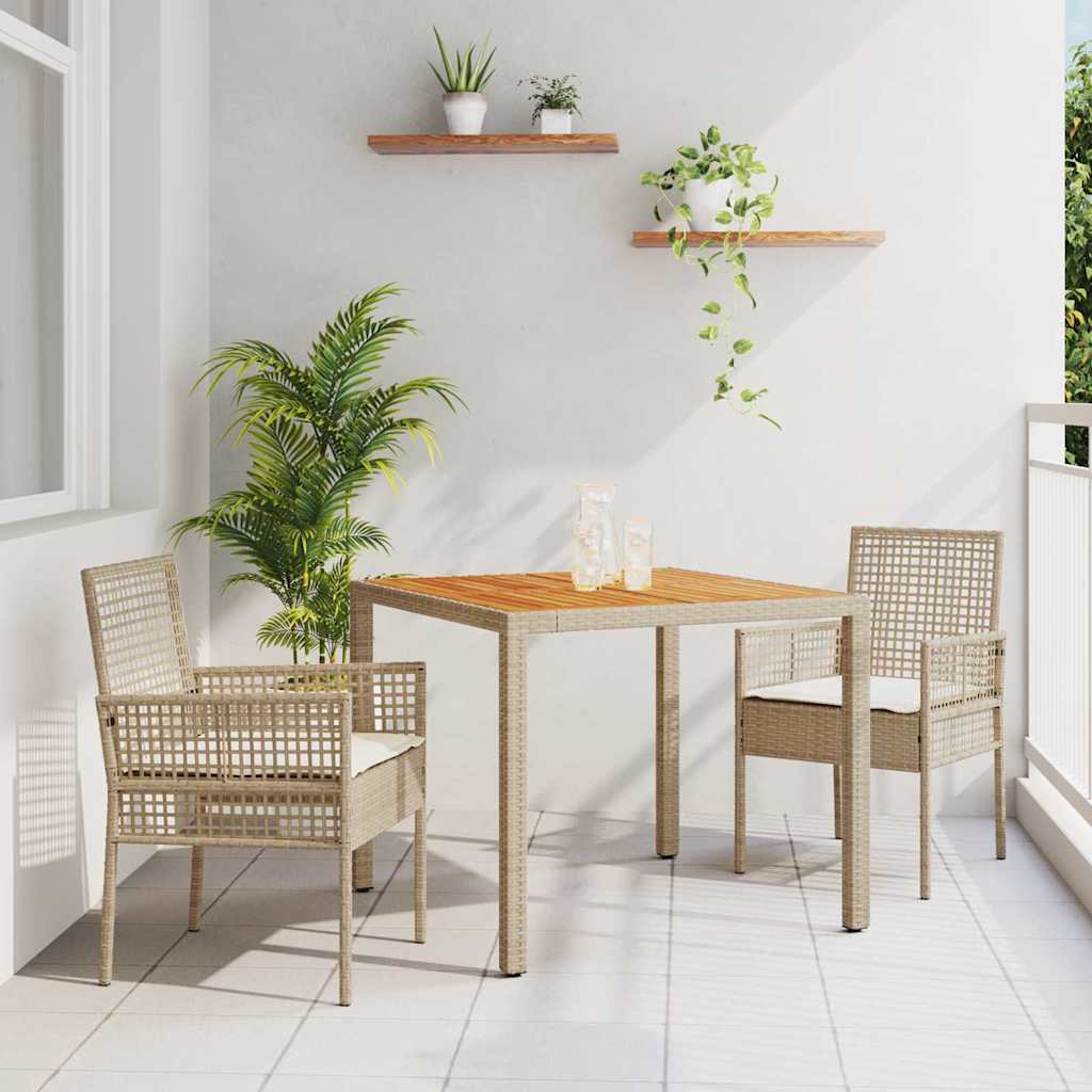 Garden Dining Set 3 pcs Beige Poly rattan