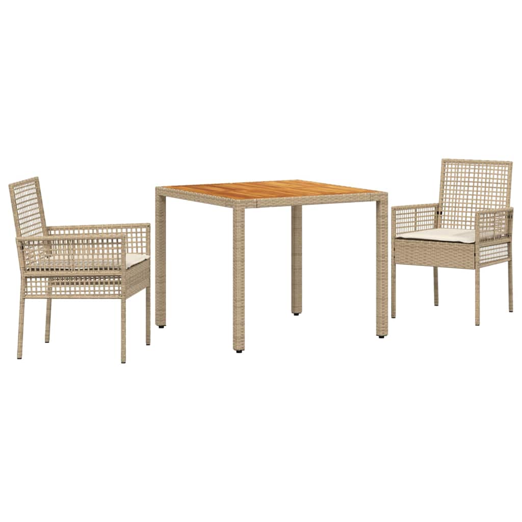 Garden Dining Set 3 pcs Beige Poly rattan