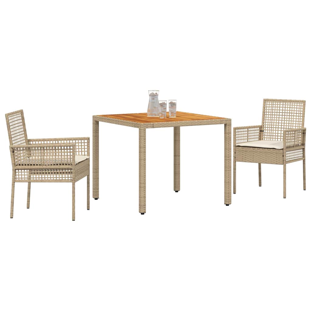 Garden Dining Set 3 pcs Beige Poly rattan