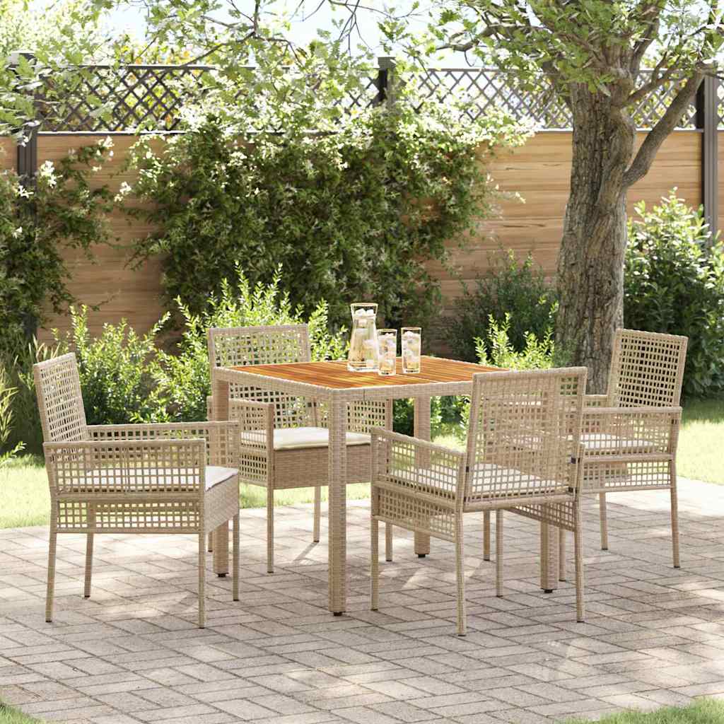 Garden Dining Set 5 pcs Beige Poly rattan