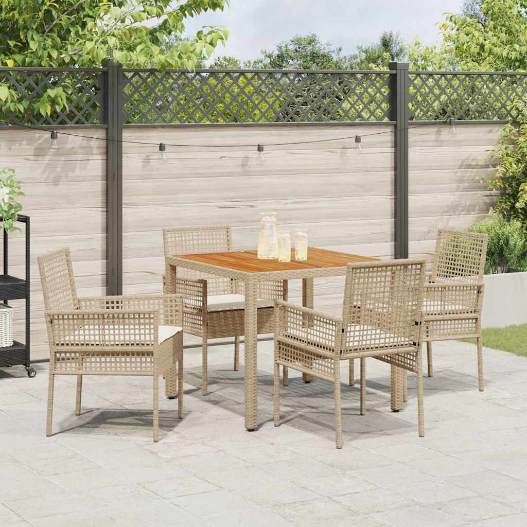 Garden Dining Set 5 pcs Beige Poly rattan