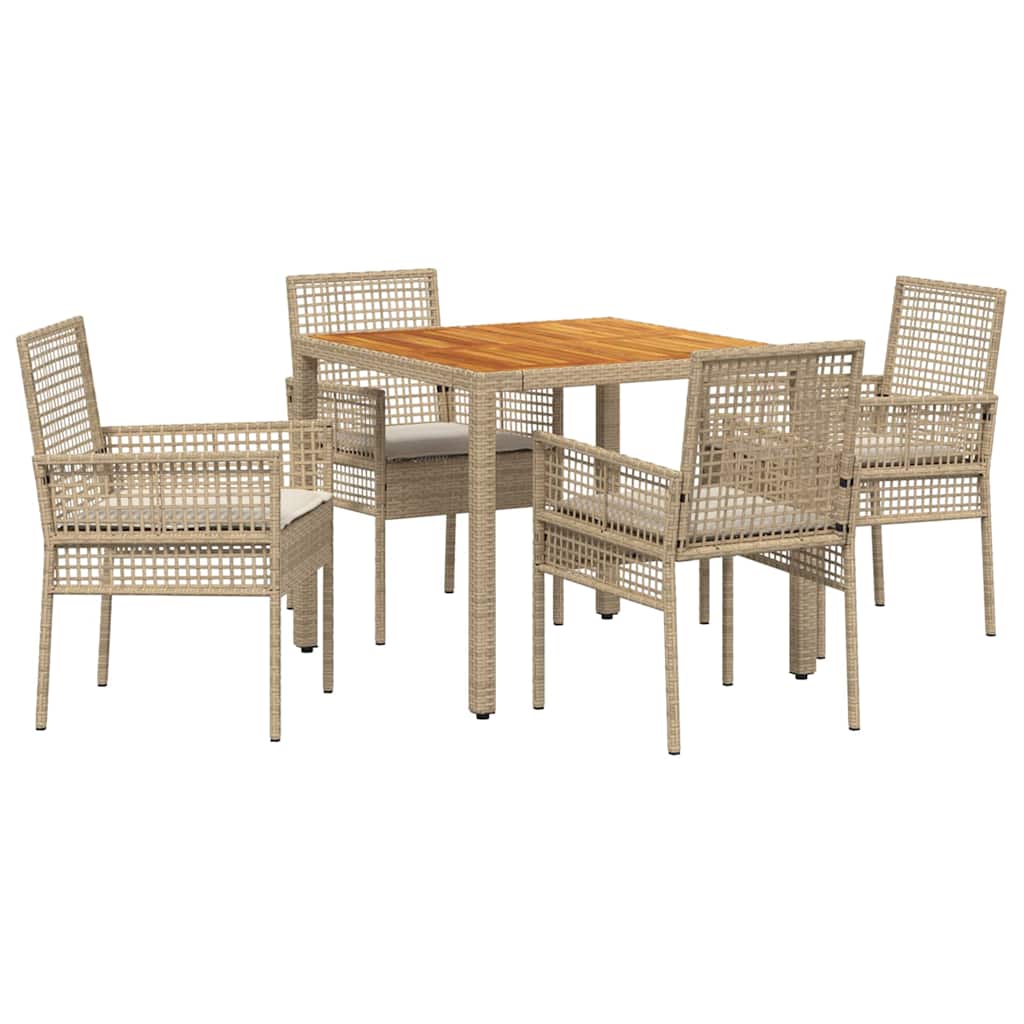 Garden Dining Set 5 pcs Beige Poly rattan