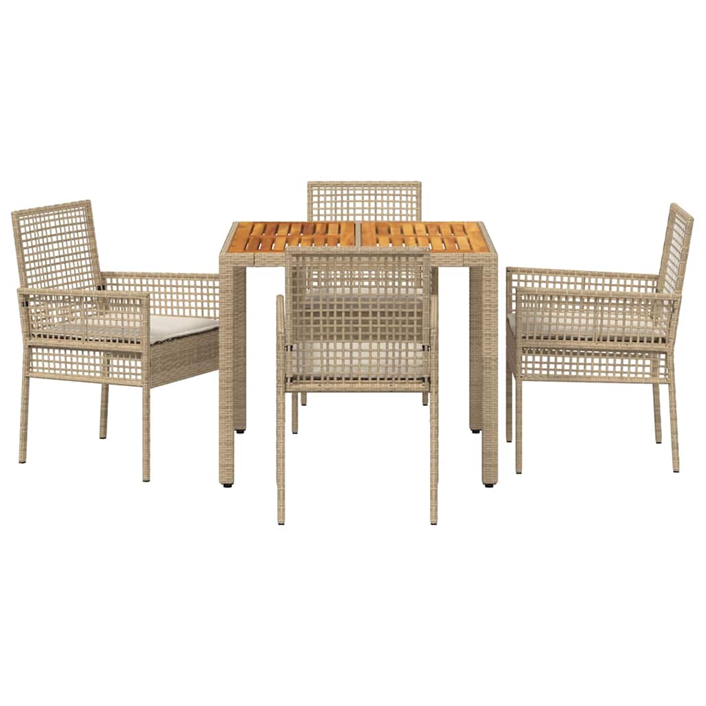 Garden Dining Set 5 pcs Beige Poly rattan