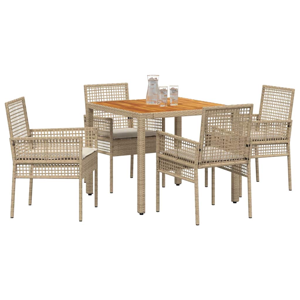 Garden Dining Set 5 pcs Beige Poly rattan