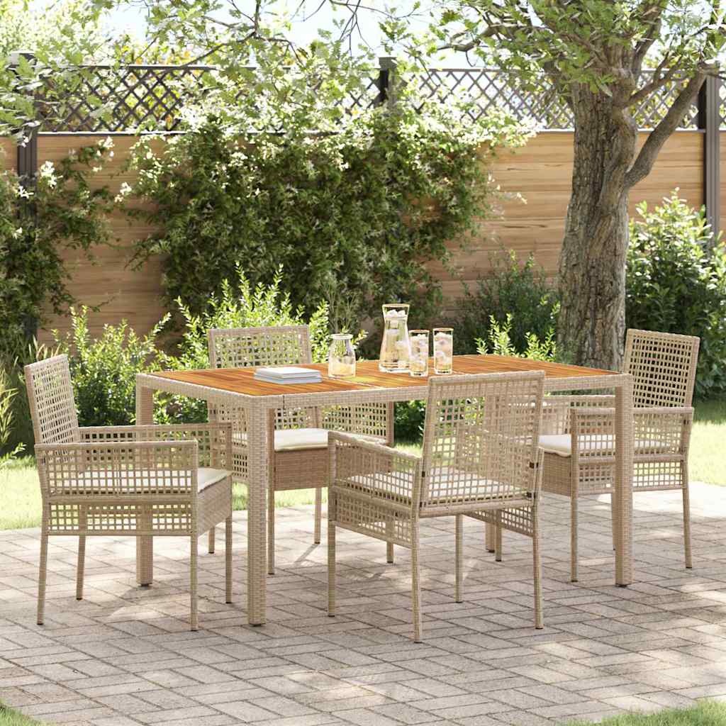 Garden Dining Set 5 pcs Beige Poly rattan