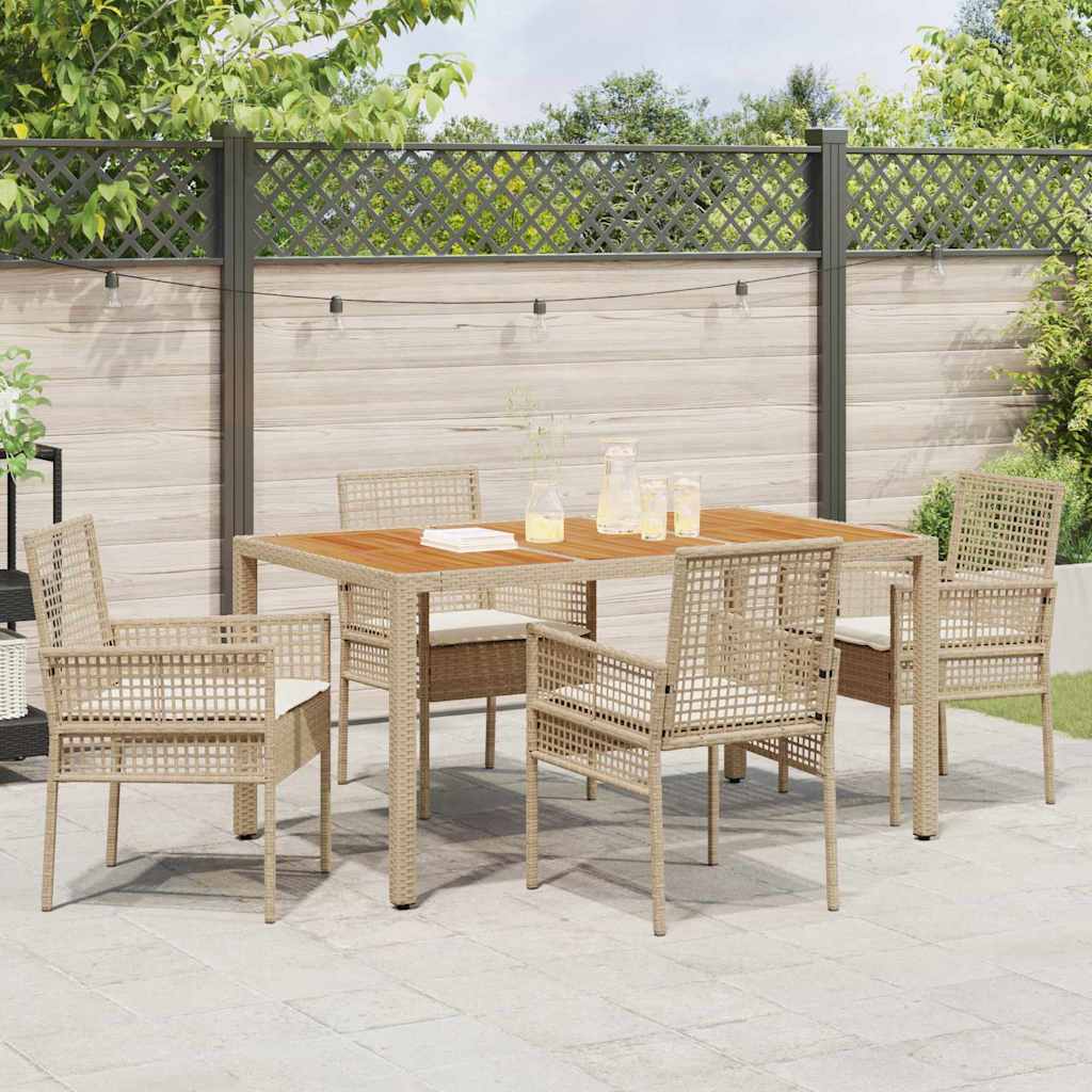Garden Dining Set 5 pcs Beige Poly rattan