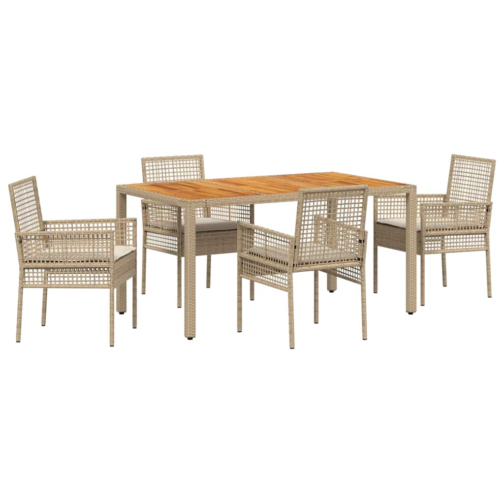 Garden Dining Set 5 pcs Beige Poly rattan