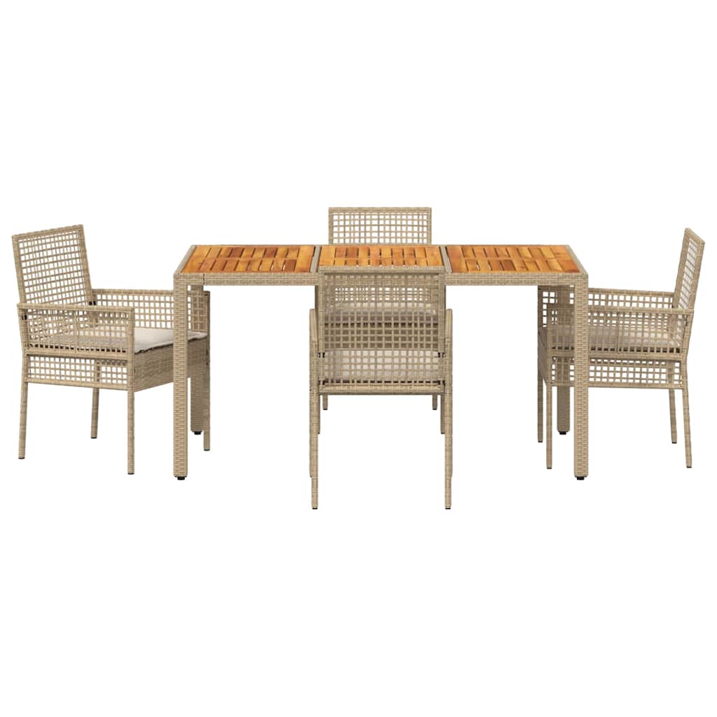 Garden Dining Set 5 pcs Beige Poly rattan
