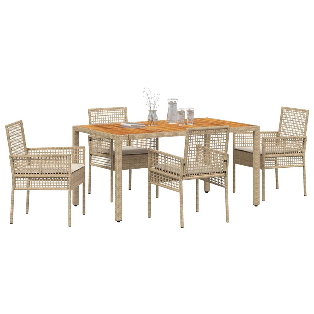 Garden Dining Set 5 pcs Beige Poly rattan