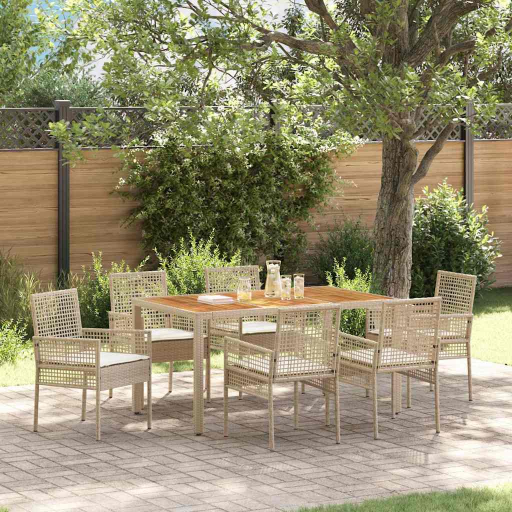 Garden Dining Set 7 pcs Beige Poly rattan
