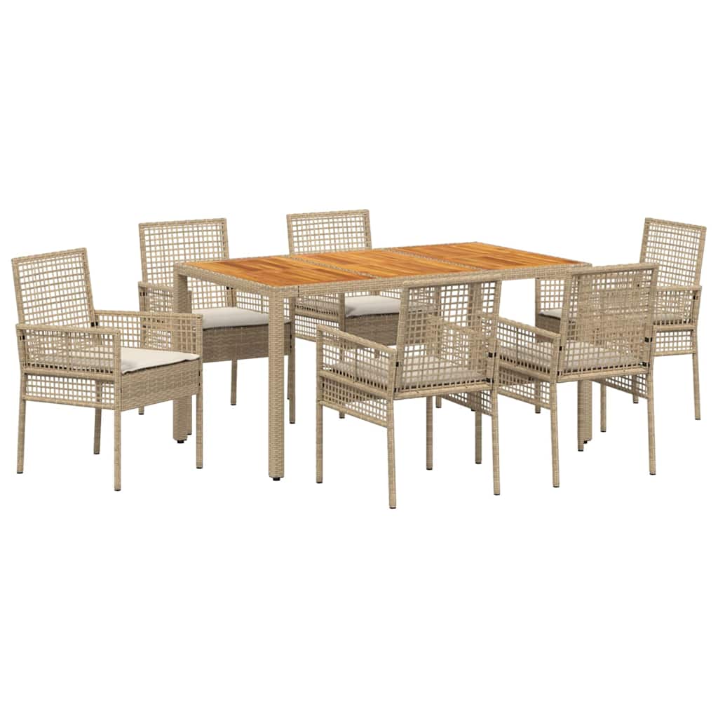 Garden Dining Set 7 pcs Beige Poly rattan