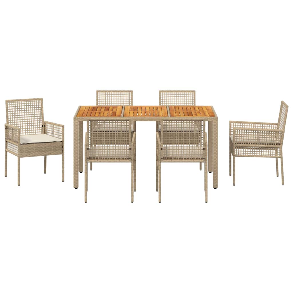 Garden Dining Set 7 pcs Beige Poly rattan