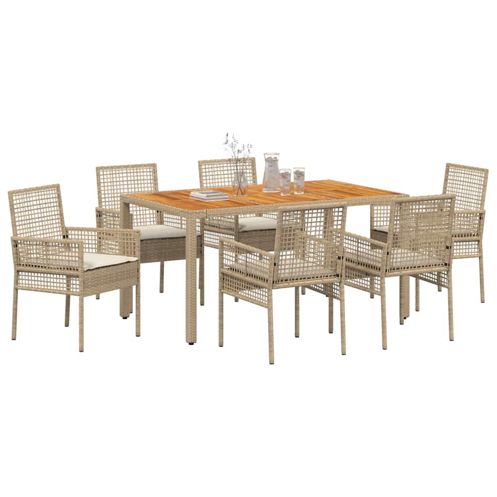 Garden Dining Set 7 pcs Beige Poly rattan