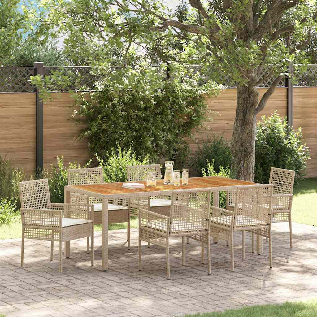 Garden Dining Set 7 pcs Beige Poly rattan