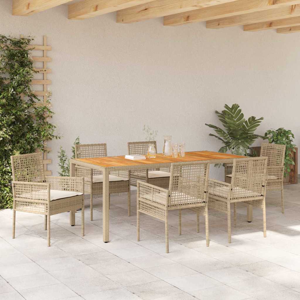 Garden Dining Set 7 pcs Beige Poly rattan