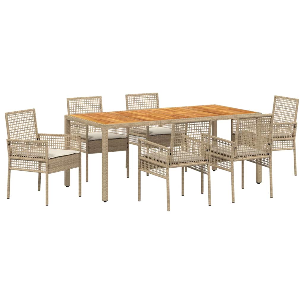 Garden Dining Set 7 pcs Beige Poly rattan