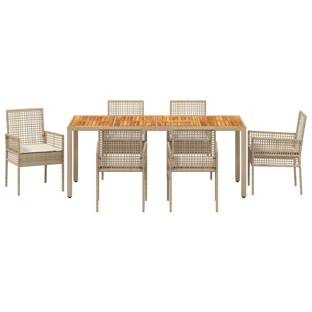 Garden Dining Set 7 pcs Beige Poly rattan