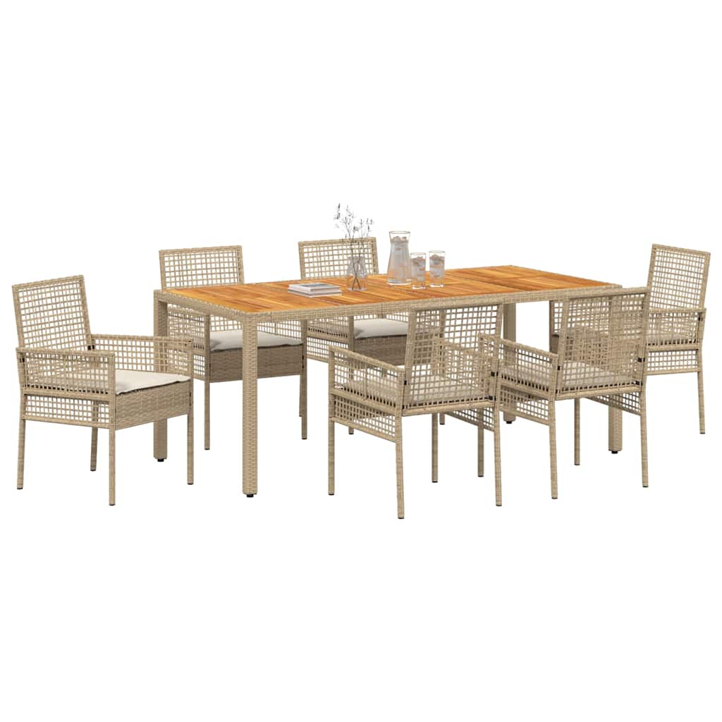 Garden Dining Set 7 pcs Beige Poly rattan