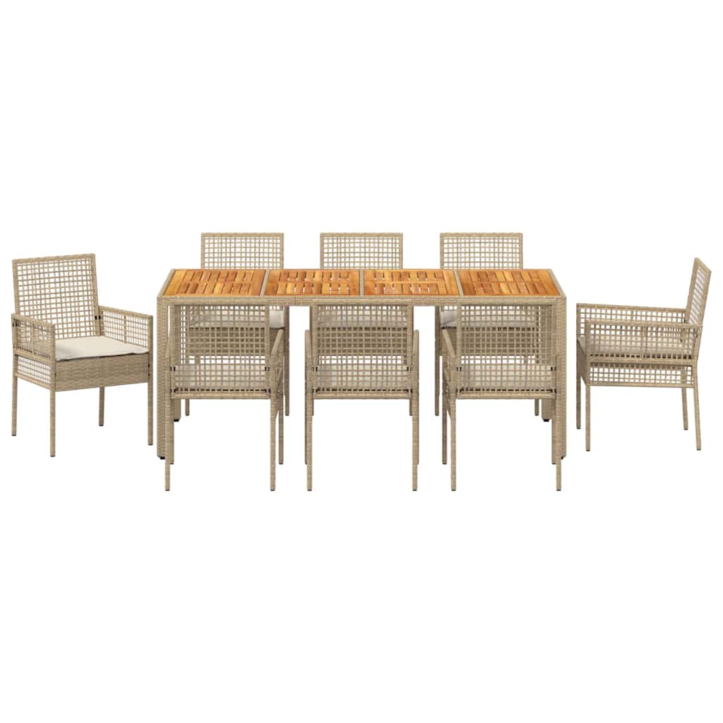Garden Dining Set 9 pcs Beige Poly rattan