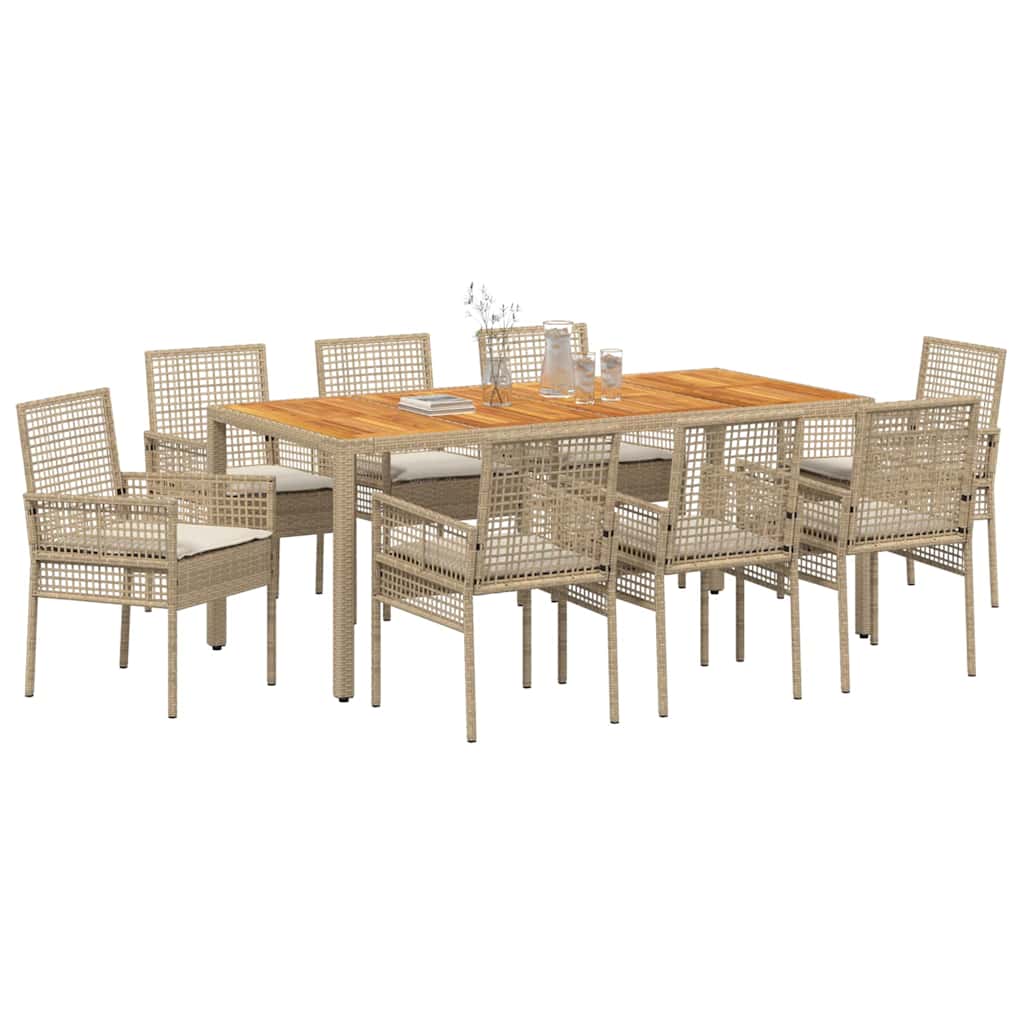 Garden Dining Set 9 pcs Beige Poly rattan