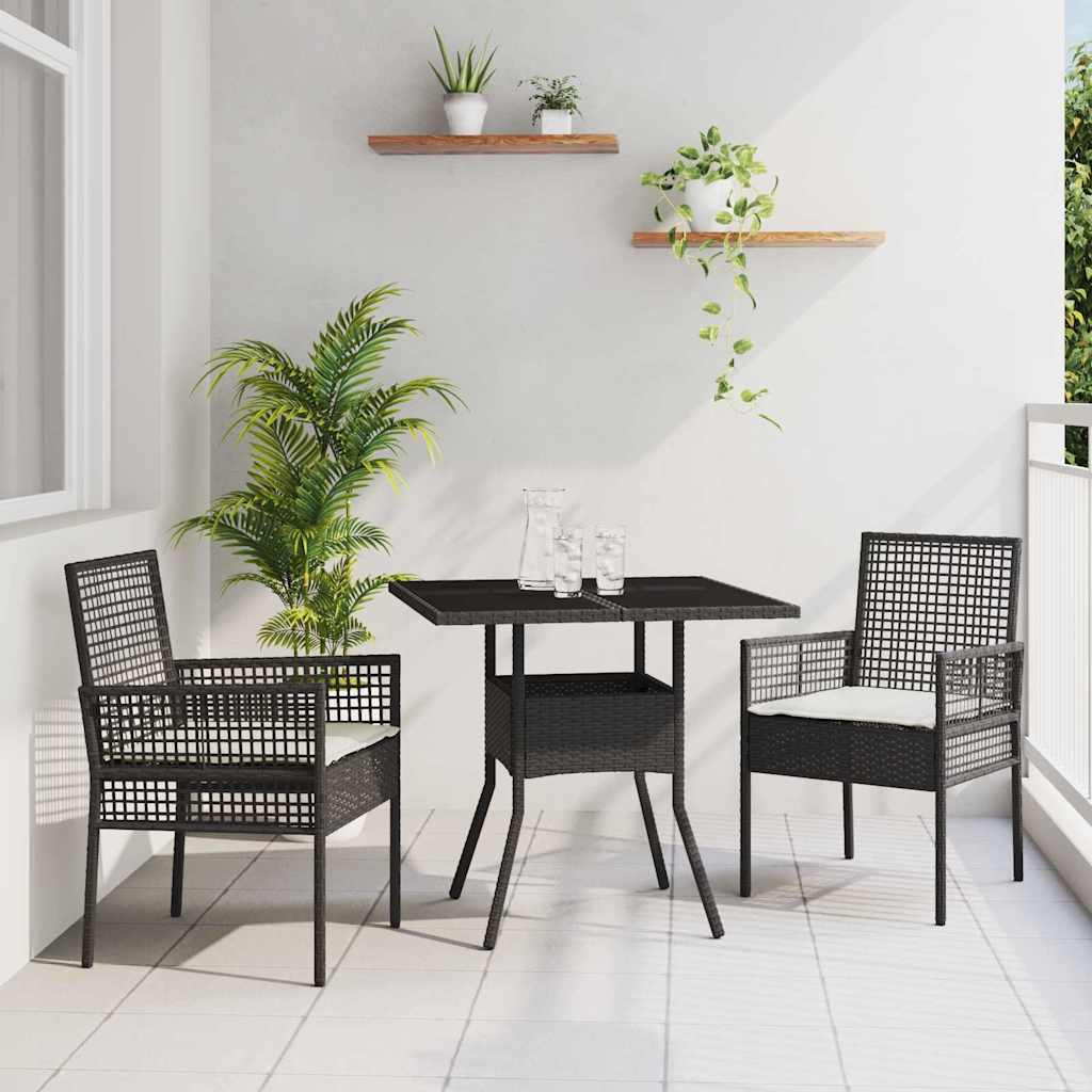 Garden Dining Set 3 pcs Black Poly rattan