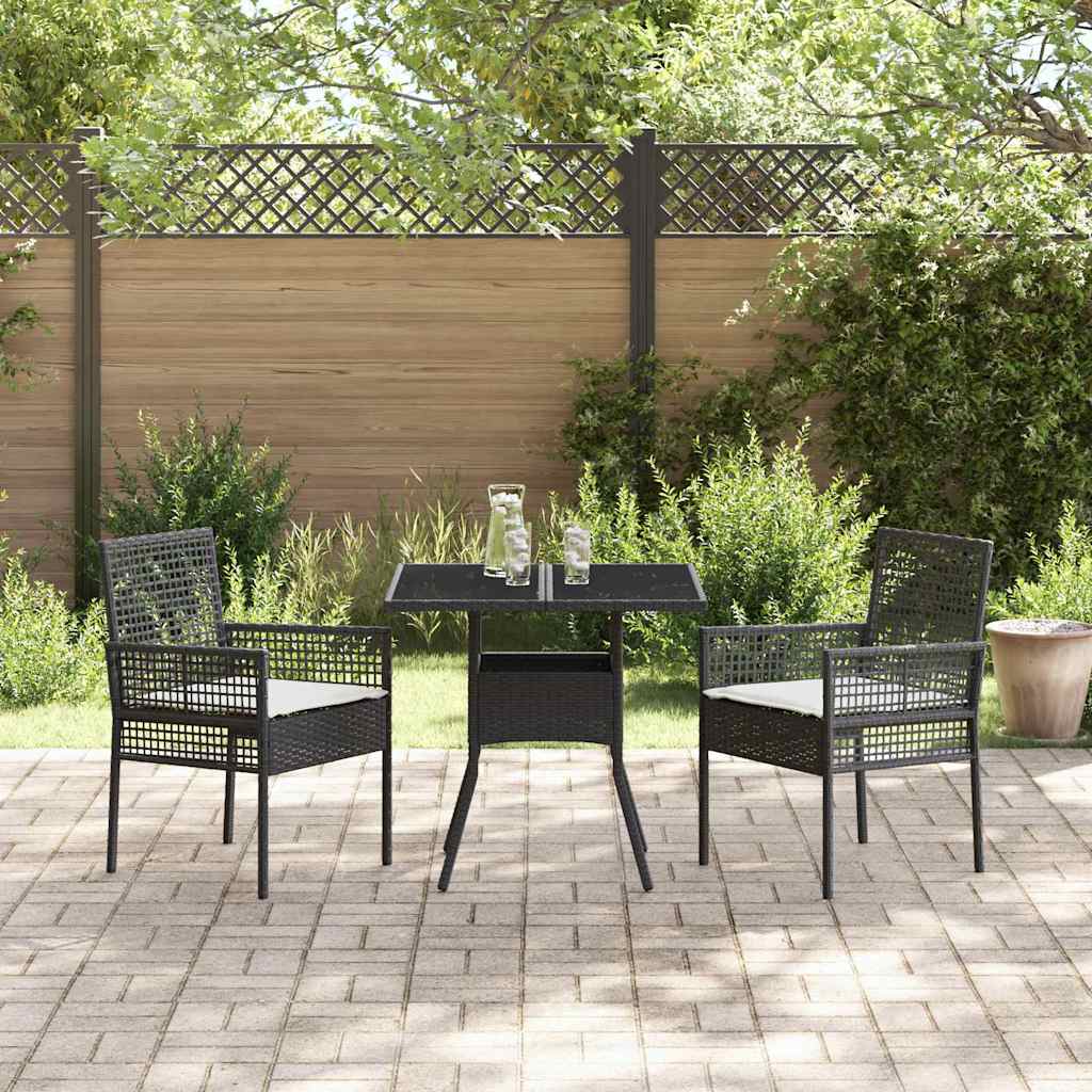 Garden Dining Set 3 pcs Black Poly rattan