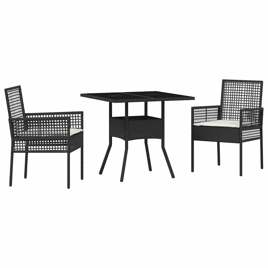 Garden Dining Set 3 pcs Black Poly rattan