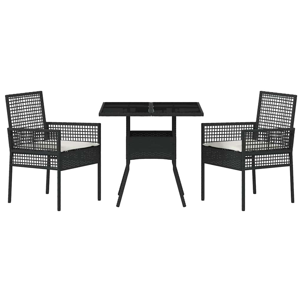 Garden Dining Set 3 pcs Black Poly rattan