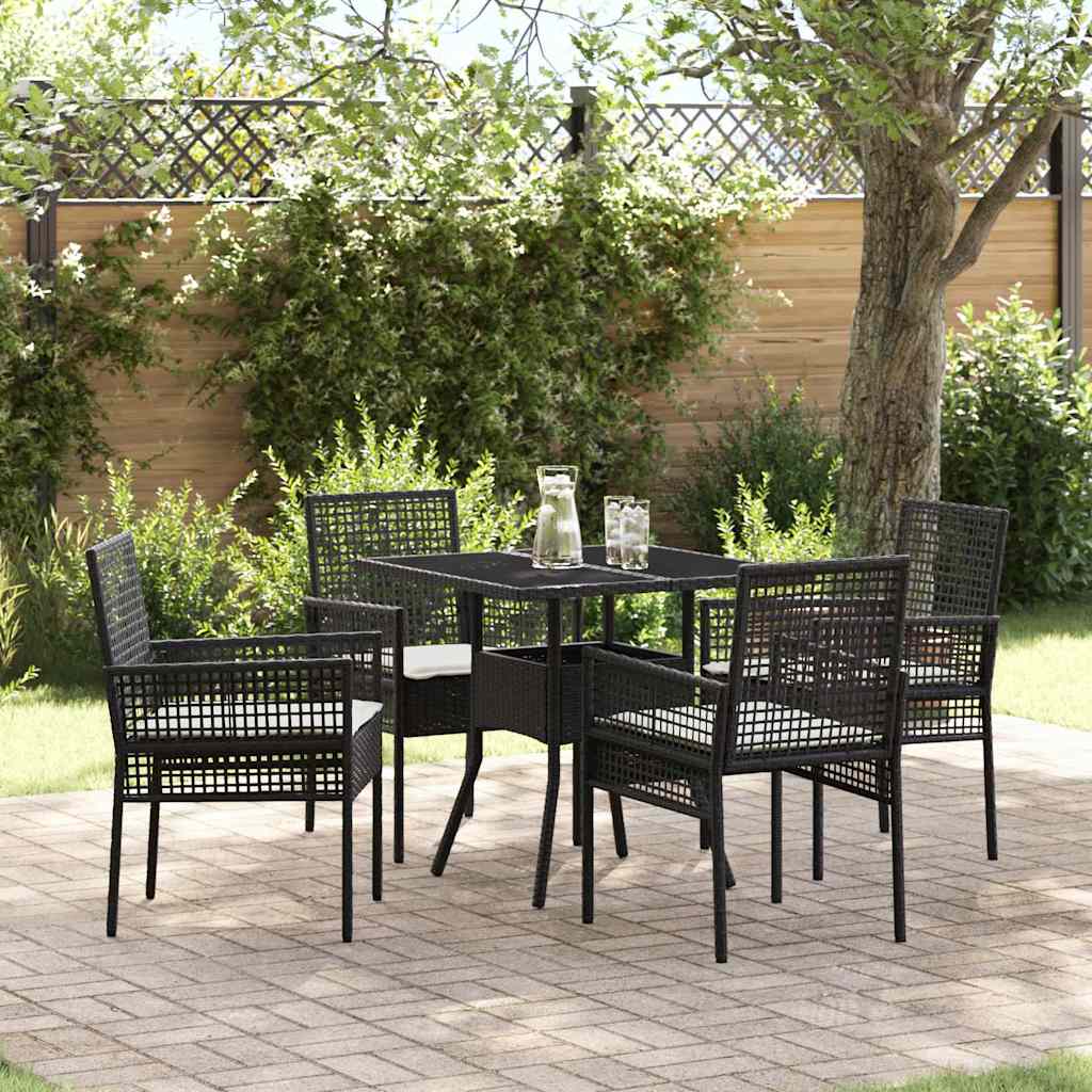 Garden Dining Set 5 pcs Black Poly rattan