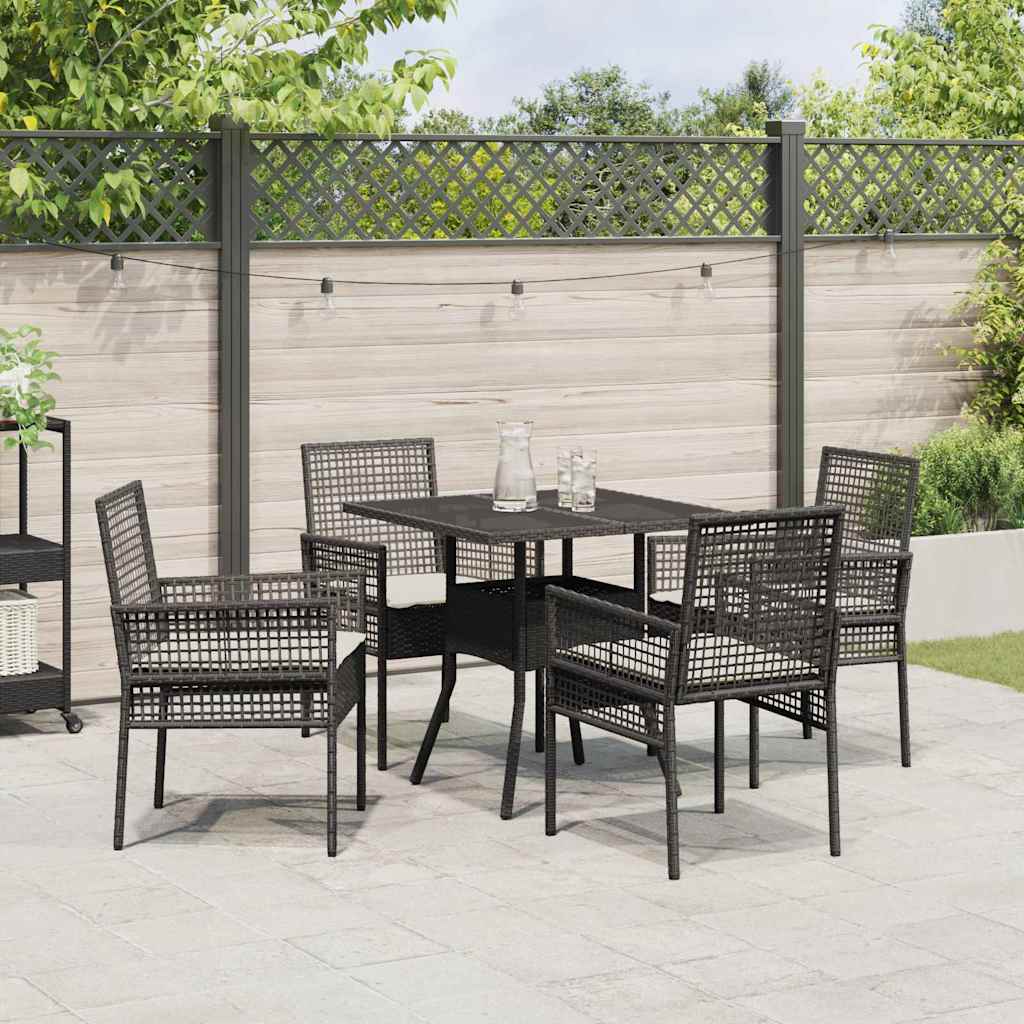 Garden Dining Set 5 pcs Black Poly rattan