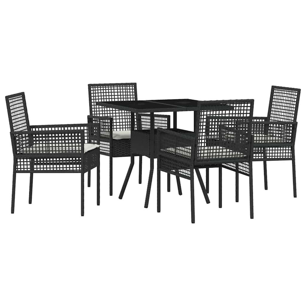 Garden Dining Set 5 pcs Black Poly rattan