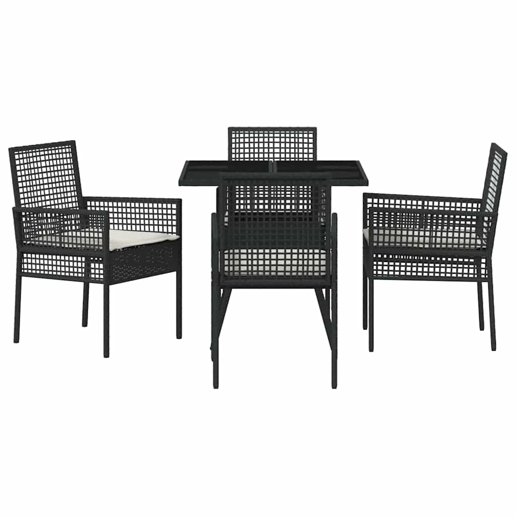 Garden Dining Set 5 pcs Black Poly rattan
