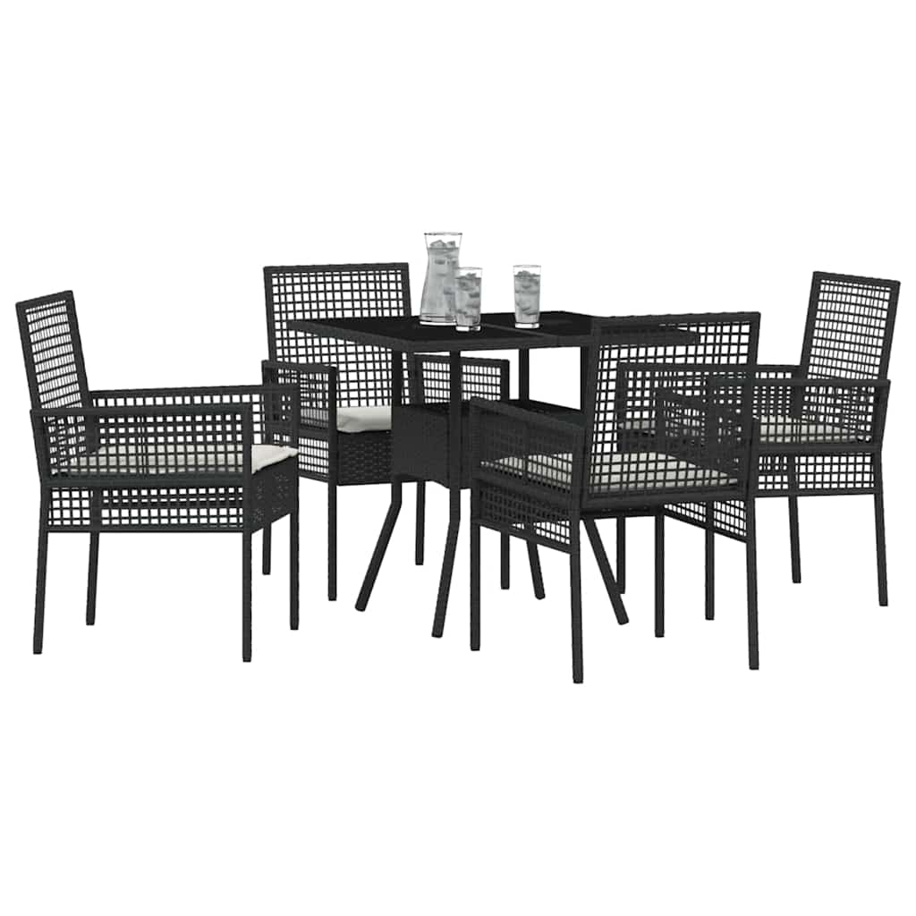 Garden Dining Set 5 pcs Black Poly rattan