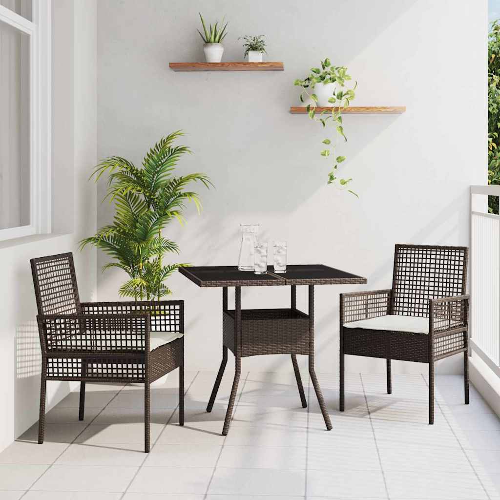 Garden Dining Set 3 pcs Brown Poly rattan